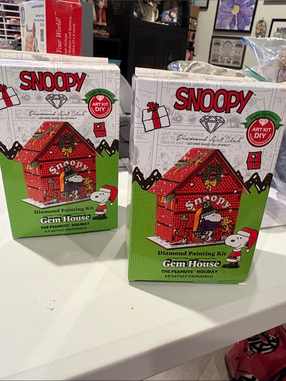 Snoopy Christmas Gem House Diamond Painting Kit (2 kit bundle)